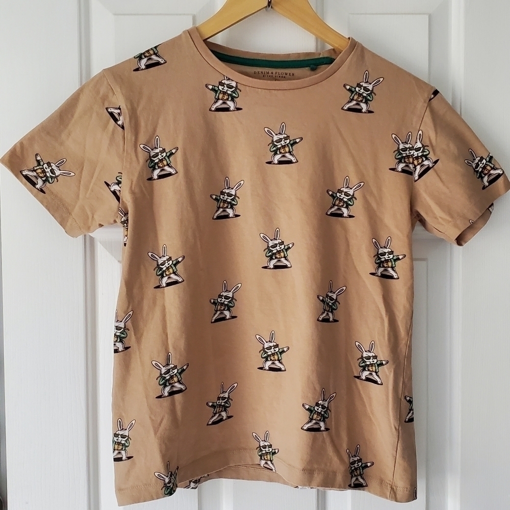 Denim and Flower bunny short sleeve sirt size